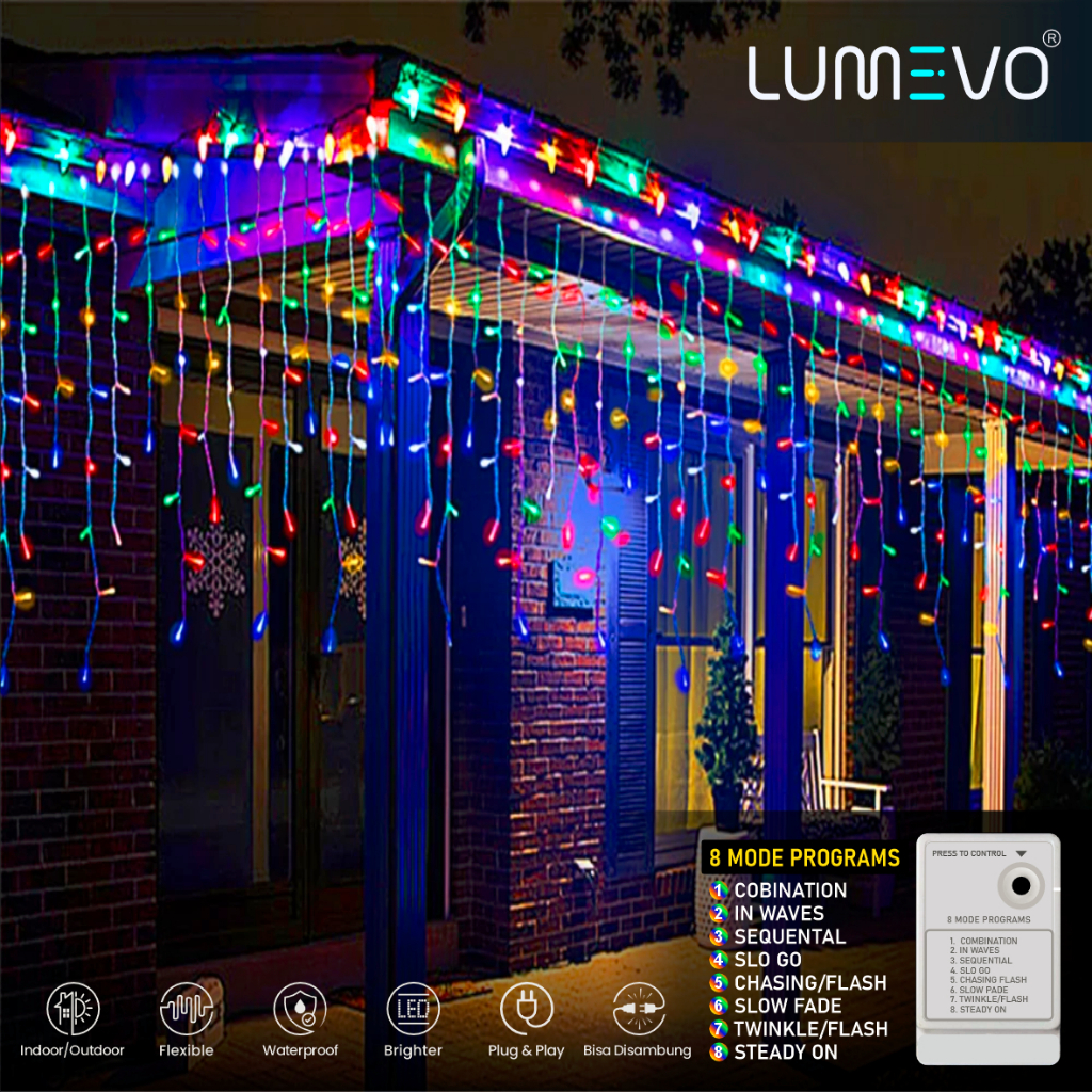 Lampu Hias Dekorasi LED twinkle tumblr waterproof model gantung tirai rumbai dekorasi cafe restoran 