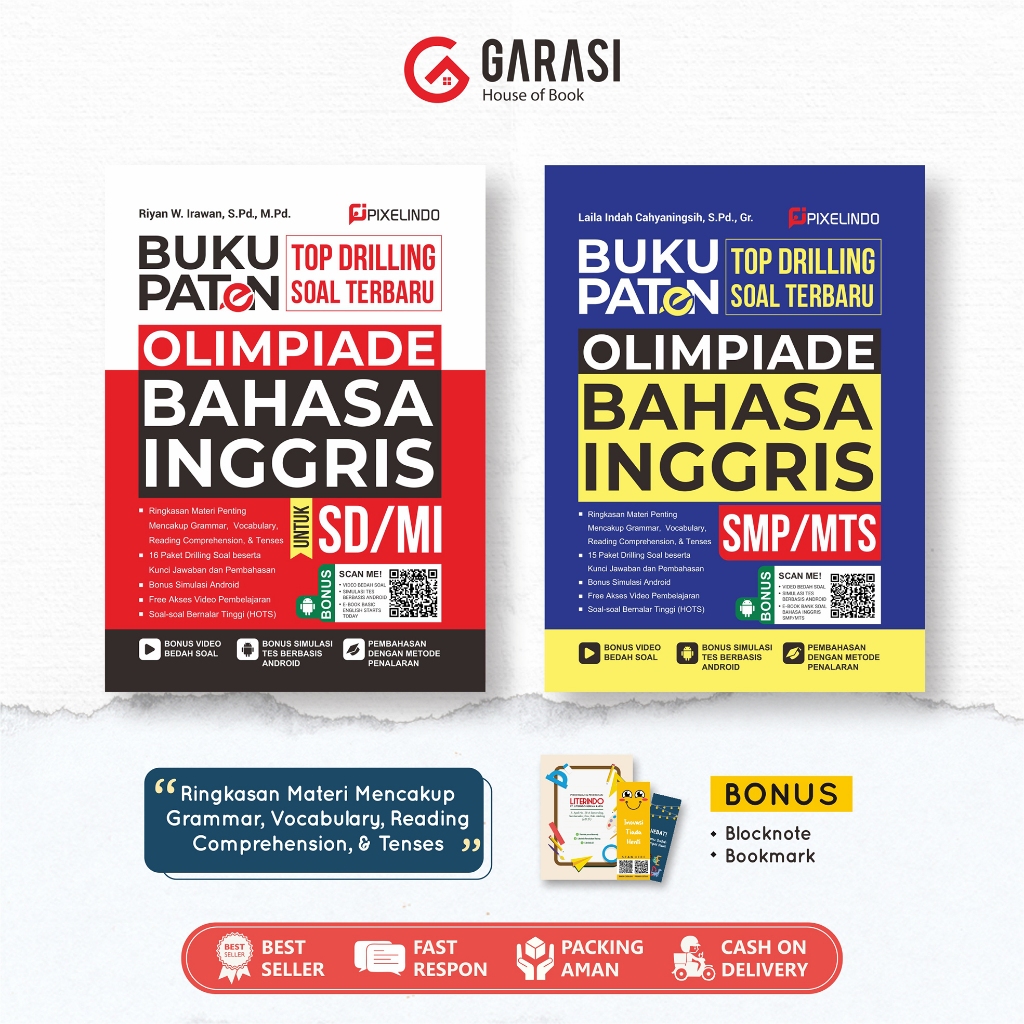 Bundling Buku Paten Olimpiade Bahasa Inggris SD & SMP, Update Soal Terbaru Hots
