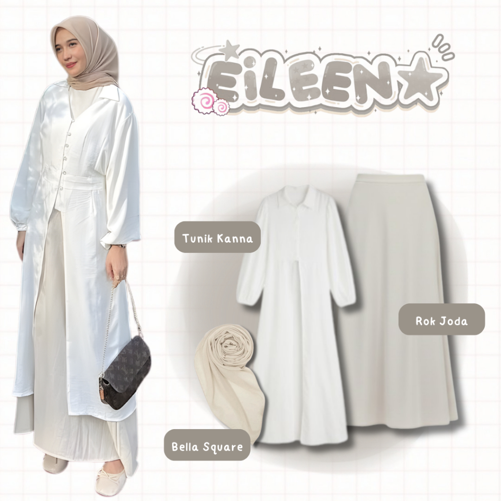 Outfit Set Remaja Kekinian |Tunik Kanna + Rok Joda + Bella Square | OOTD Kondangan Simple - KO63