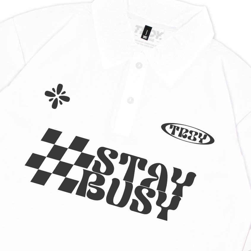 Troy Company Wangky Polo Shirt Full White Chequer - Kaos Polo Putih WKD 2991