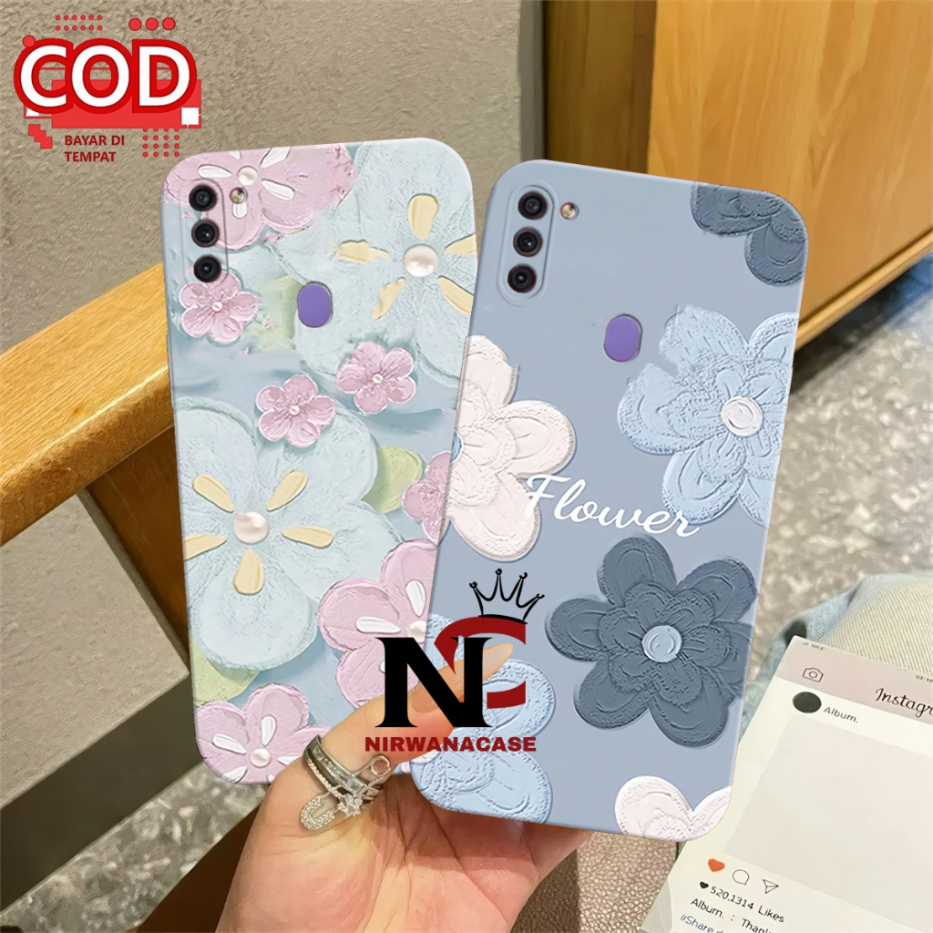 Sillikon Hp Samsung A11 - Casing Samsung M11 Motif Bunga Lukis Pro Camera Lentur Fashion Case Cewek