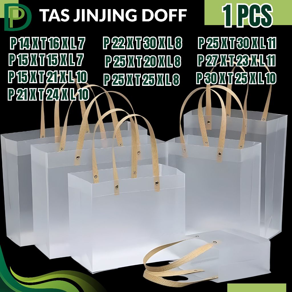 Tas Hampers Mika Doff Transparan PP | Goodie Bag Tenteng Polos Doff