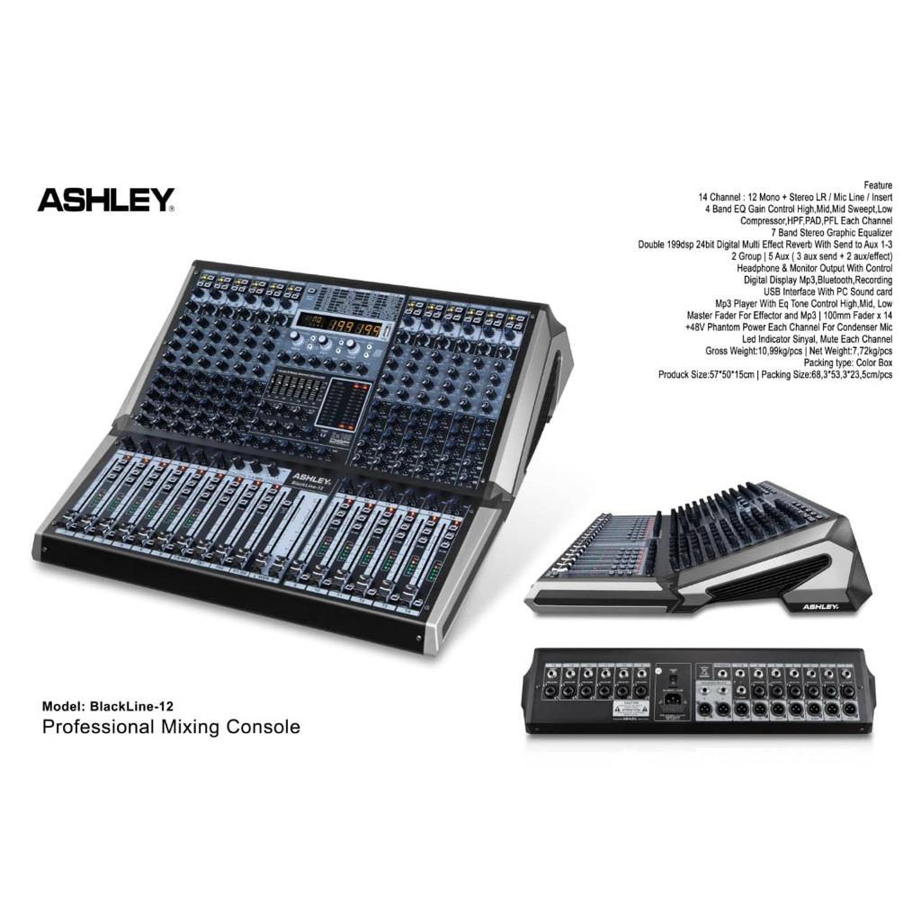 Mixer Ashley  Blackline 12 Original / Mixer Audio ASHLEY BLACKLINE12  Double Effect 199 DSP