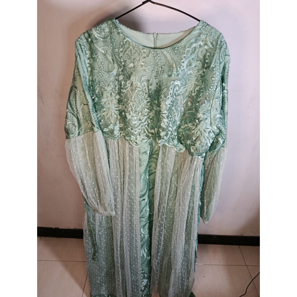 Pl Gamis brukat hijau tosca