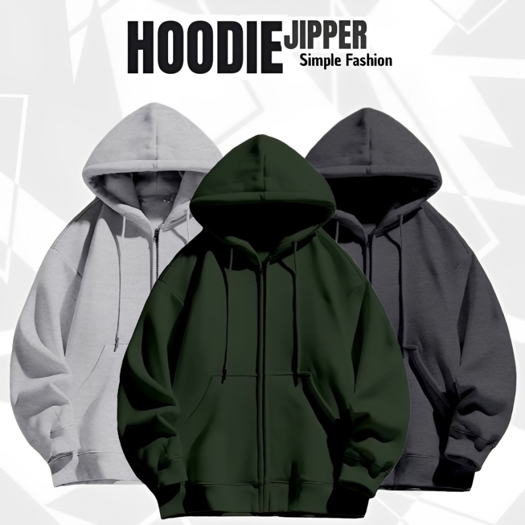 Jacket Unisex Pria Wanita Polos Hoodie Zipper Polos Jacket Resleting Pria & Wanita Premium Quality