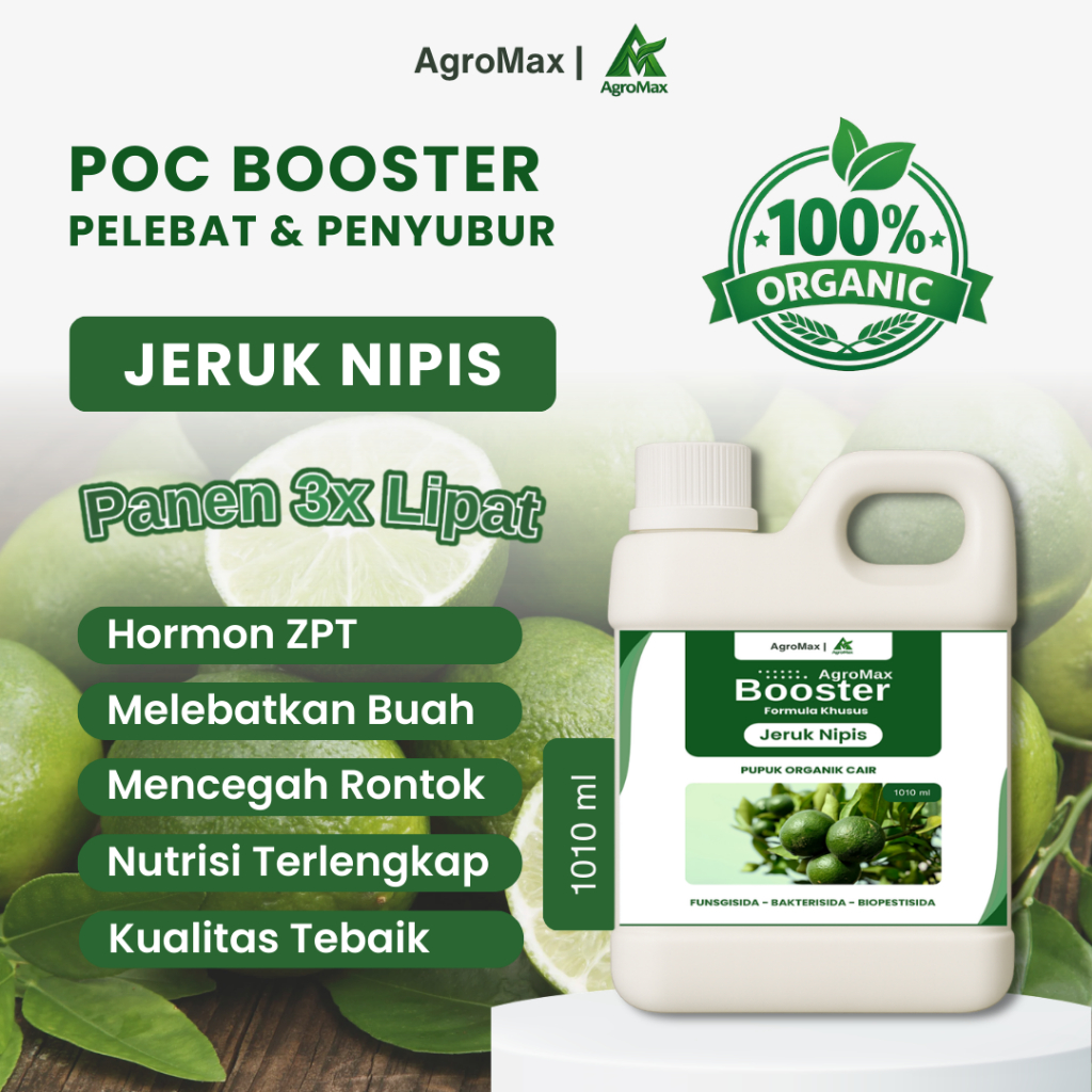 Pupuk Organik Cair Booster Jeruk Nipis - POC dan ZPT Perangsang Bunga dan Pembesar Buah, Pengurang R