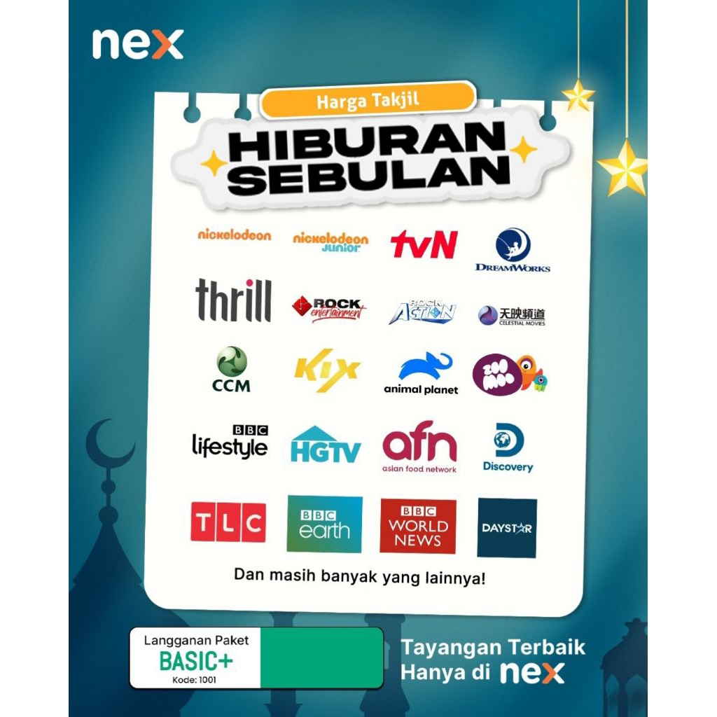 Paket Basic+ Paket Basic 30/90 Hari Nex Parabola Matrix Garuda 1001 1003 Aman Termurah