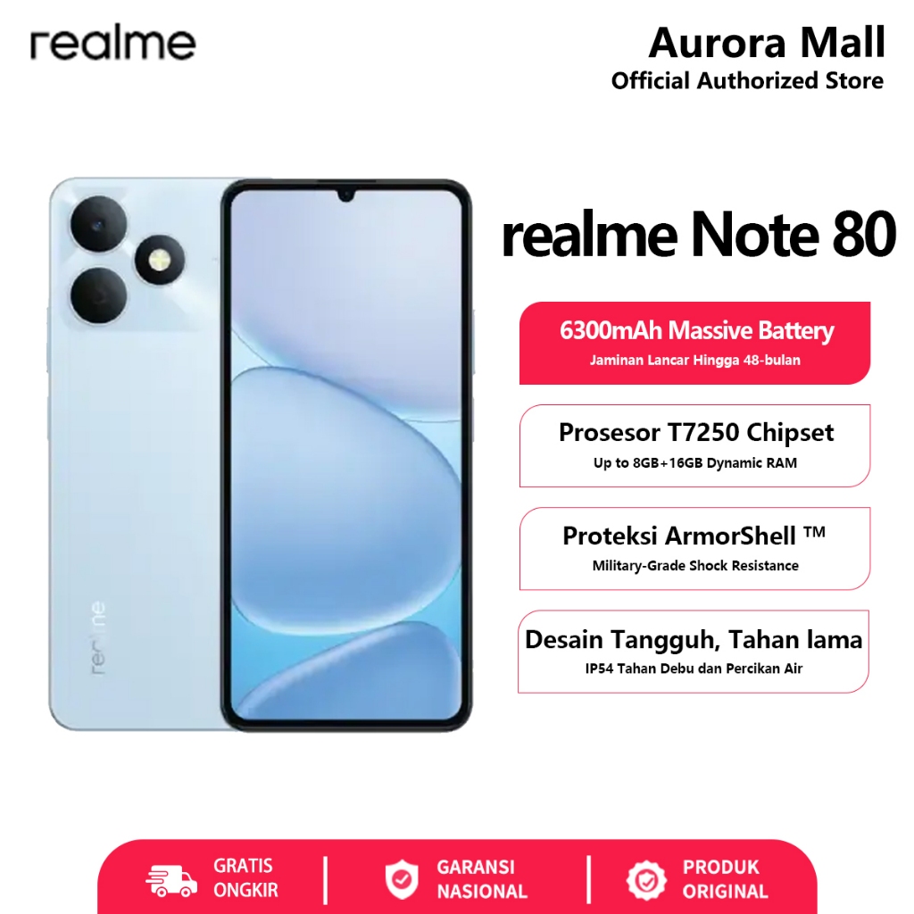 realme Note 80 (4/64)(4/128) - Garansi Resmi Indonesia Hp Android Murah Terbaru 2026 Ori Bisa COD