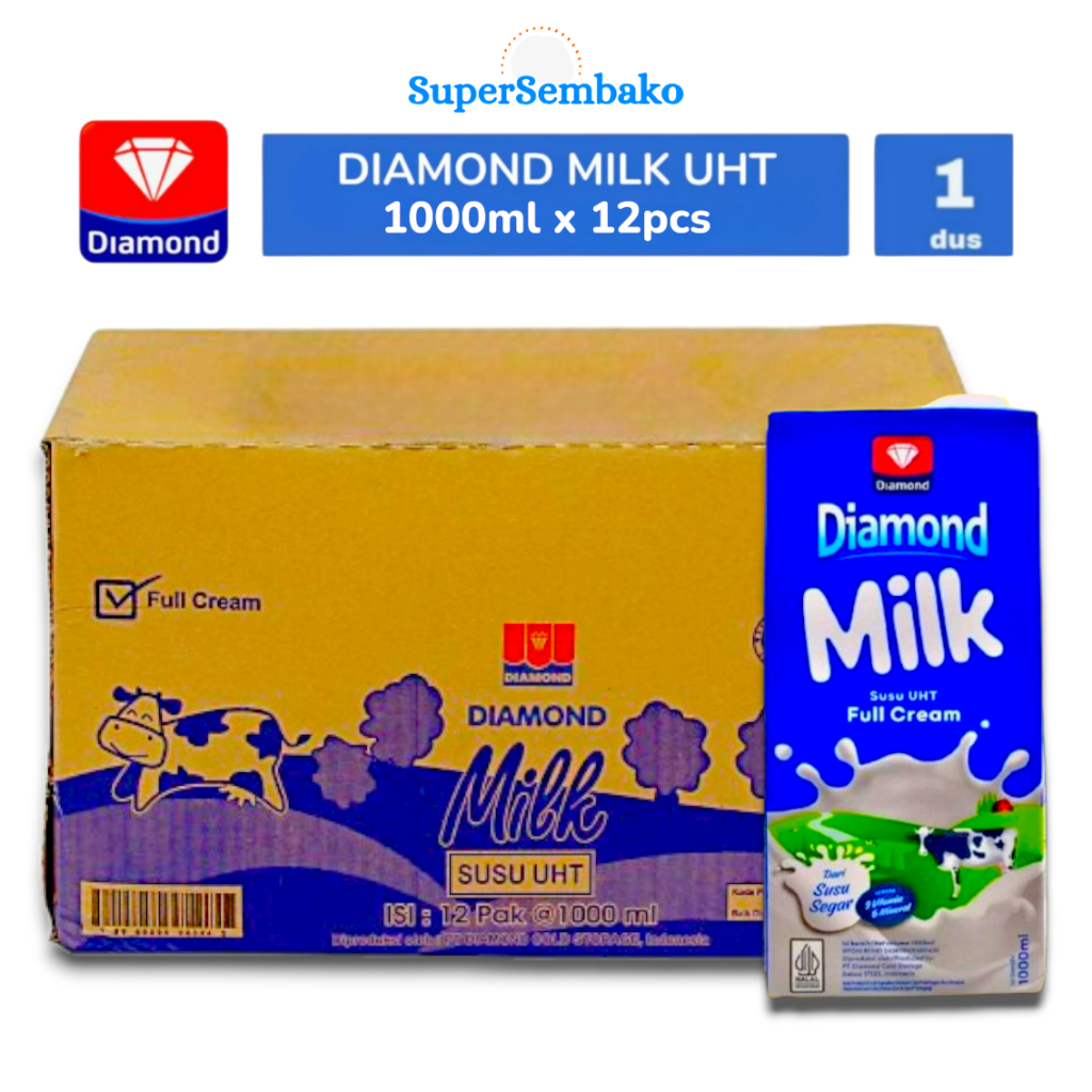 Susu Anak Diamond Milk UHT 1L / 1 Liter / 1000ml 1 Dus Karton Isi 12 Pcs Grosir Instant Depok