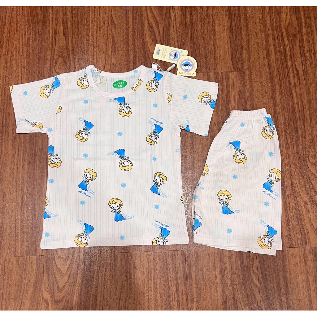 Piyama anak salur Tencel HP/pendek2 Elsa Frozen