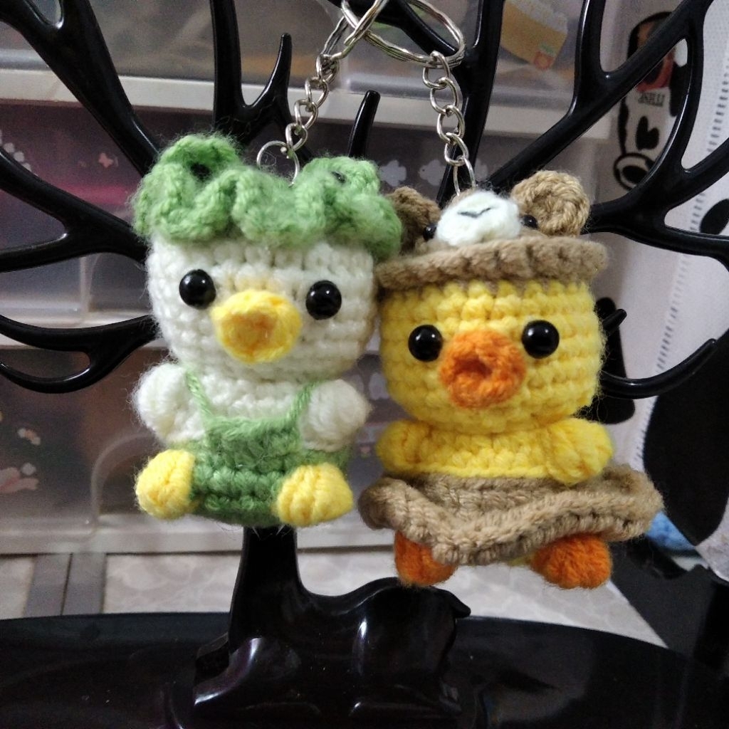 Gantungan kunci couple bebek | Gantungan kunci rajut bebek | Keychain couple bebek