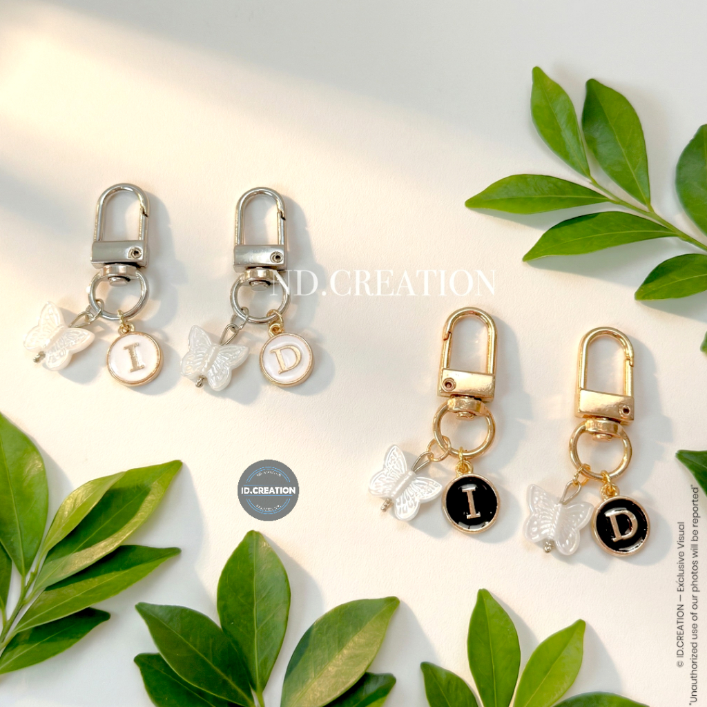 Gantungan Kunci Inisial Keychain Gantungan Tas Bag charm Kupu Aesthetic