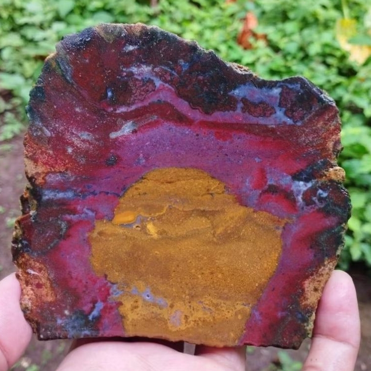 suiseki batu alam bahan batu akik lempengan panca warna multi warna tegas joss istimewa natural sesu