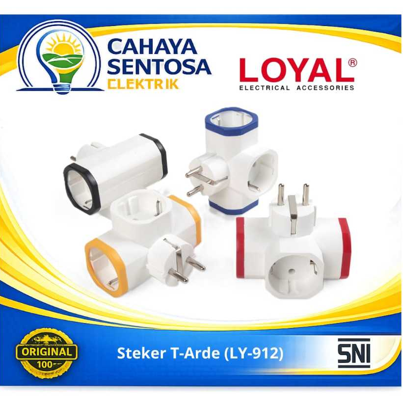 LOYAL Steker T Kaki 3 Colokan Listrik (LY-912) SNI - T Steker Arde Colokan Listrik