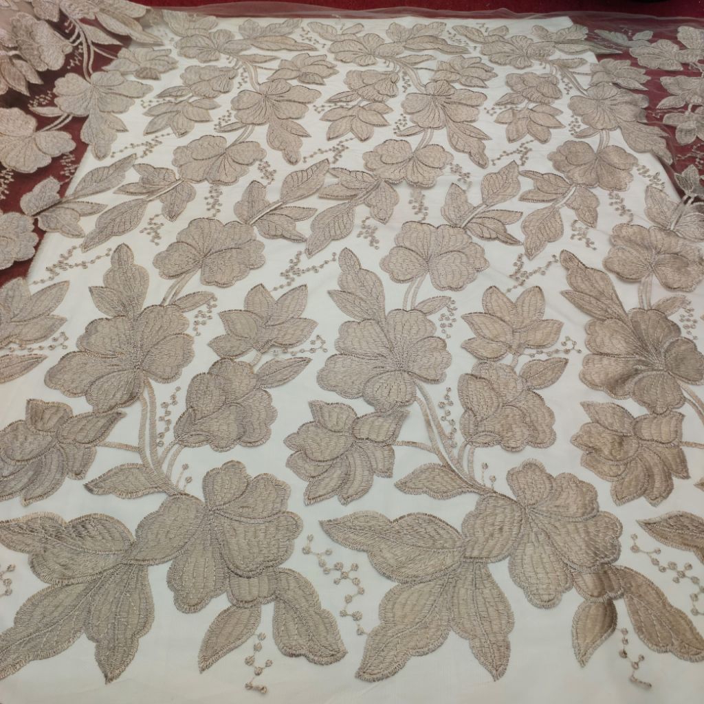 COD Kain tile bordir korea/ Tile bordir motif besar/ tile bordir motif terbaru/ kain  bordir motif k