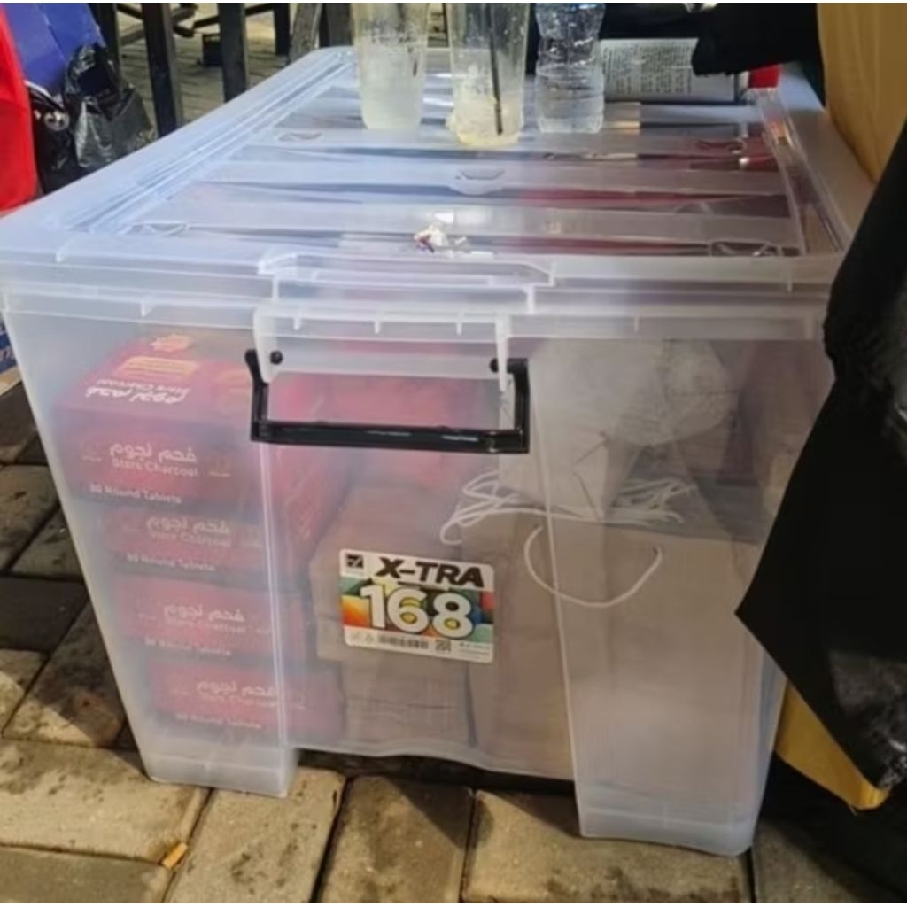 Container Box Ezy CB 168 Liter Roda Bening Transparan Tebal Kuat Kotak Storage Penyimpanan Barang Ku