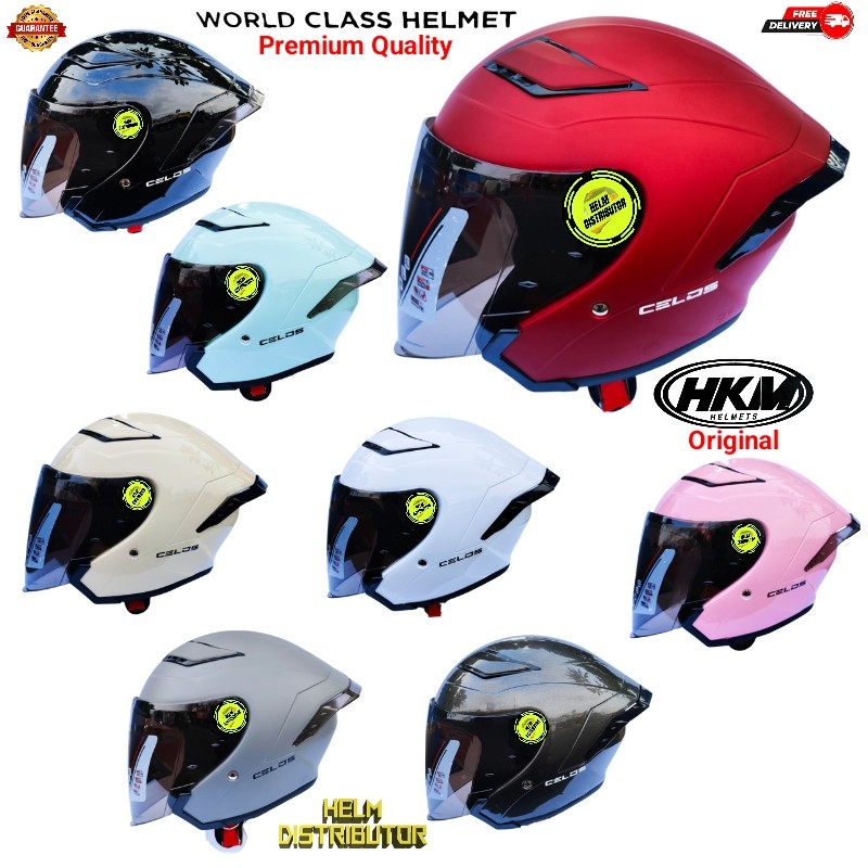 Helm Halface HKM Cosmo Celos Paket Ganteng Original SNI Free Spoiler (COD)