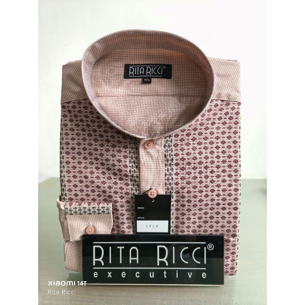 Kemeja Pria RIta RIcci Koko Reguler Motif warna coklat lengan panjang dan pendek artikel K3727