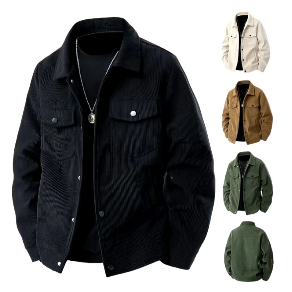 Jaket Trucker Corduroy Pria Vintage