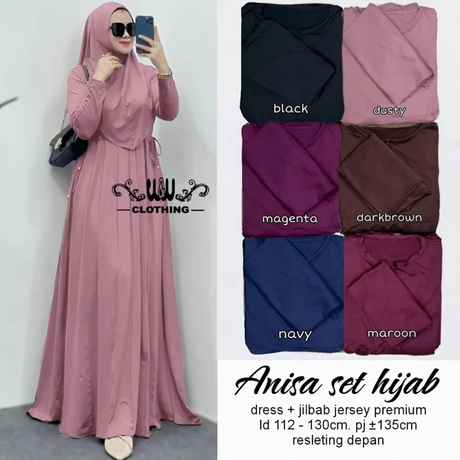Gamis Lebaran Wanita Terbaru 2026 Baju Pengajian Ibu Pernikahan Set Gamiss Hijab Dres Brokat Muslima