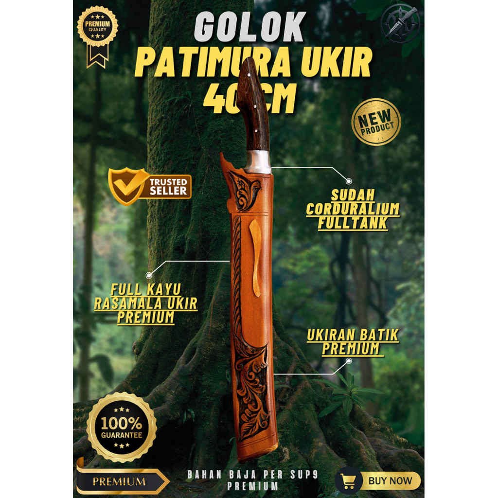 [BAJA PREMIUM] GOLOK KEBUN PATIMURA UKIR 40cm GOLOK BAJA SUPER TAJAM Baja Per SUP9 Asli Original