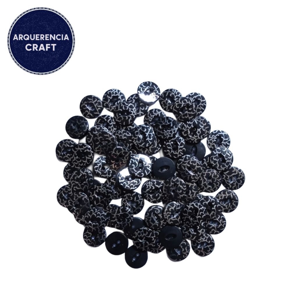 10 Pcs Kancing Hias Plastik Motif Ukir Silver