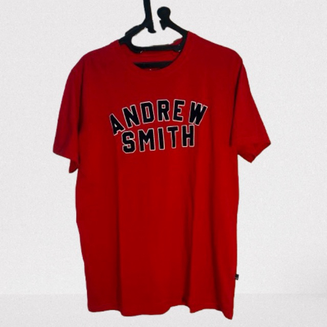 Preloved  LIKE NEW Kaos Andrew Smith Merah Original T Shirt Pria Wanita