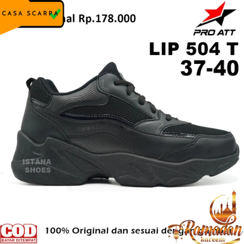 PRO ATT LIP sepatu sekolah anak tali fullhitam ukuran 33-40