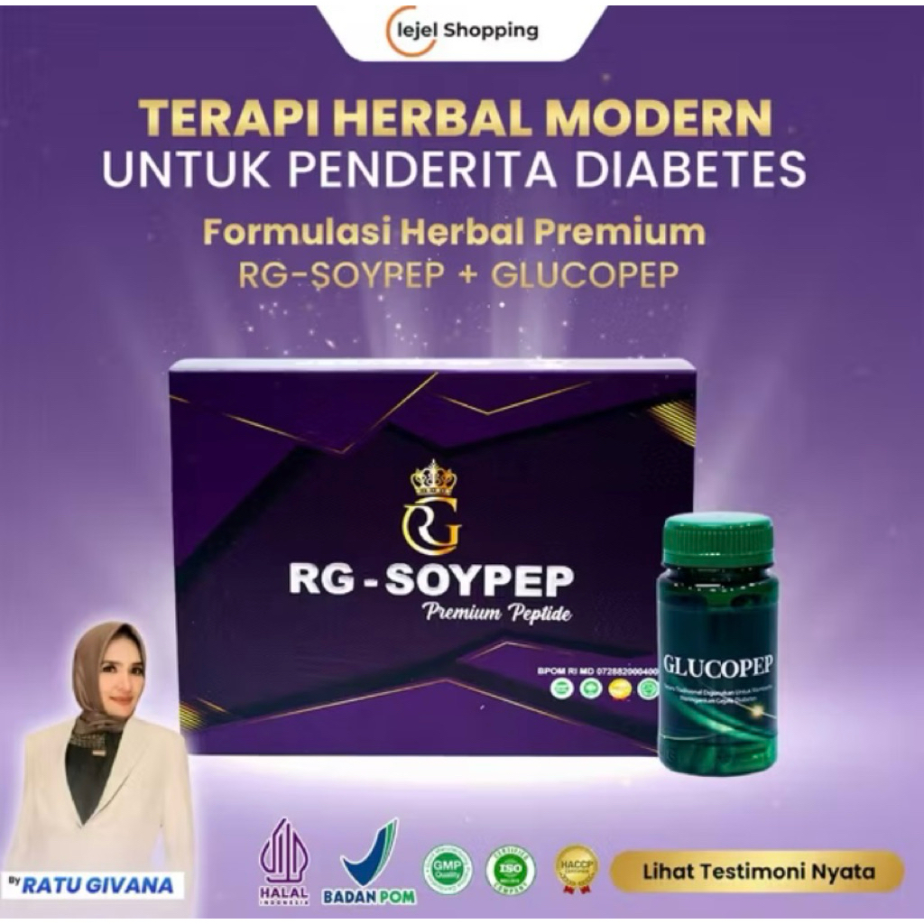 RG SOYPEP & GLUCOPEP ORIGINAL - PAKET TERAPI DIABETES & TURUNKAN KADAR GULA dengan Premium Peptide