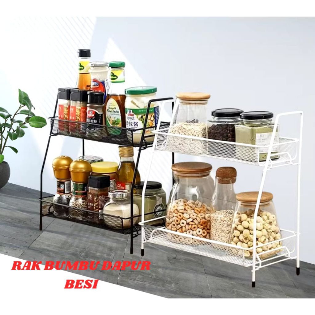Rak Bumbu Dapur 2 Susun Besi, Rak Serbaguna