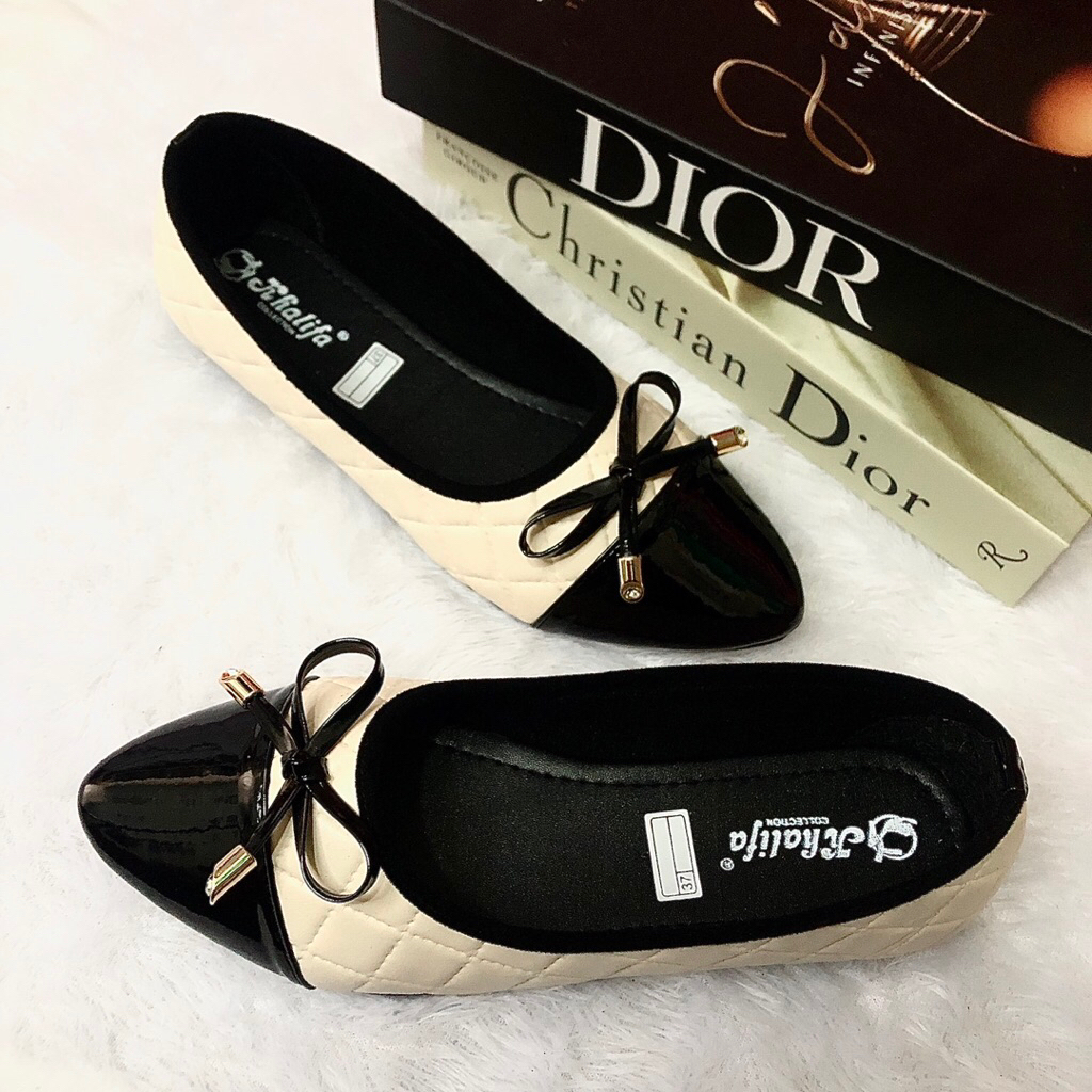 KHALIFA READY STOK Sepatu Flat Ballerina Wanita Model Terbaru Anti Slip Elegan