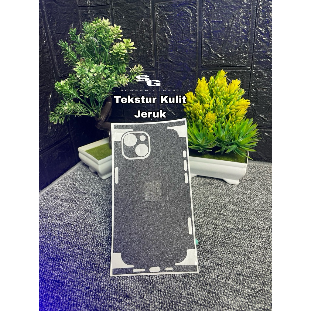 Garskin Hitam Polos Doff Tekstur Kulit Jeruk Anti Jamur Handphone Anti Panas Anti Lengket Semua Type