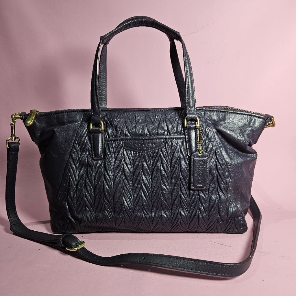 Tas Selempang Wanita Kulit Vintage Coc Madison Navy Satchel