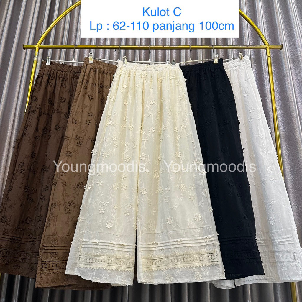 Celana panjang kulot bordir kulot brokat 5 warna import