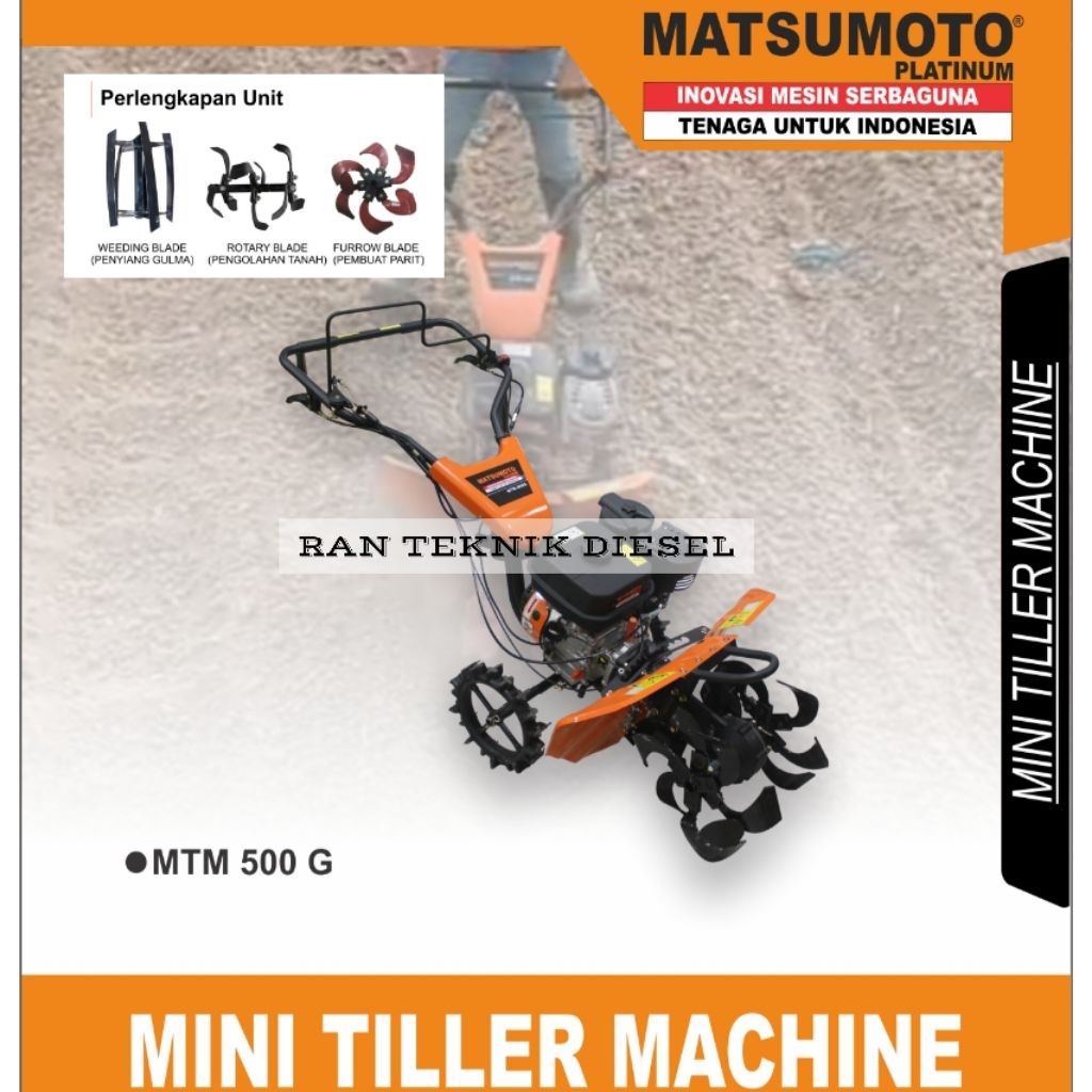 Traktor Pembuat Parit Bedengan MATSUMOTO MTM 500 G + Mesin Bensin 7 HP