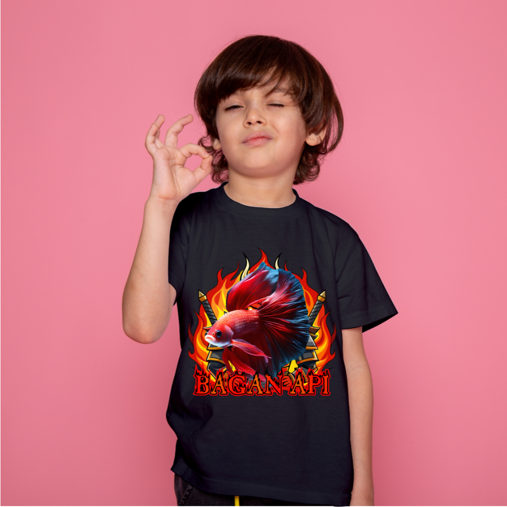 KAOS ANAK IKAN CUPANG PETARUNG BAGAN API PAKE NAMA / baju anak laki laki / kaos anak laki laki / kao
