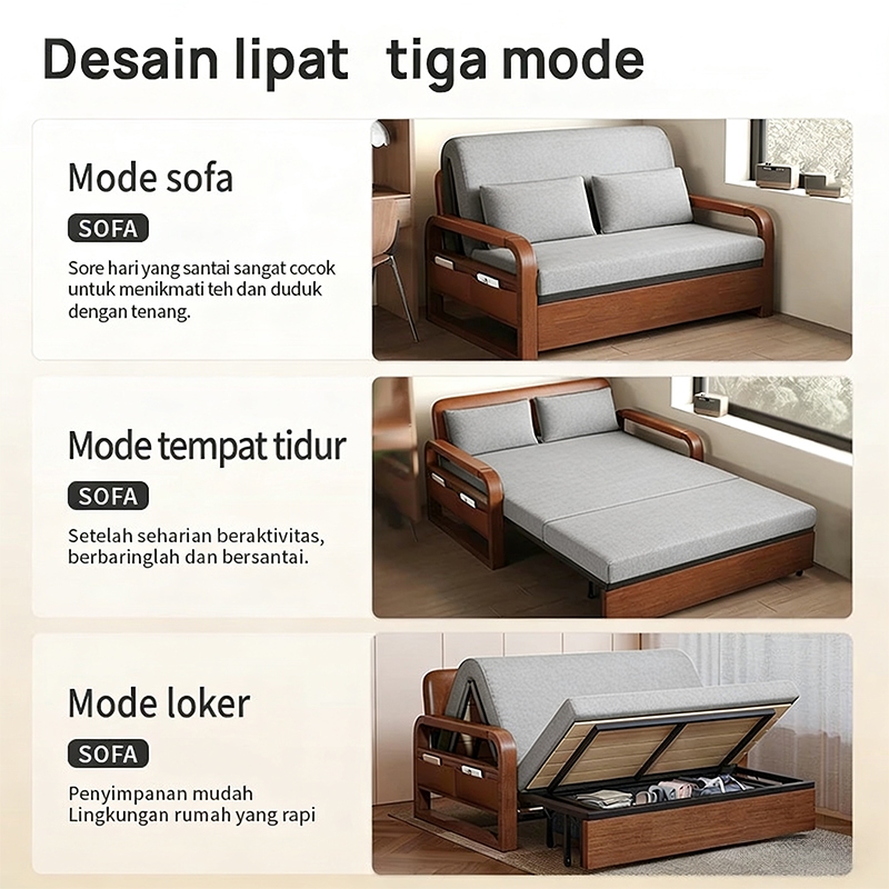 Sofa Minimalis Ruang Tamu Kecil Sofa Lipat Vintage Rangka Besi Kursi Tidur Kain Kordoba Premium sofa