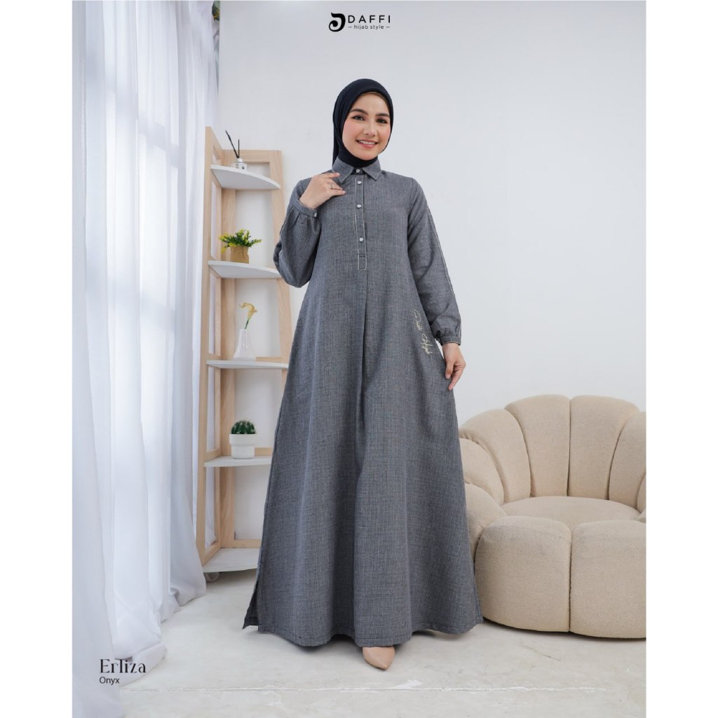 Daffi Hijab Erliza Dress - Gamis Wanita Dewasa - Gamis Lebaran Polly Rayon Terbaru