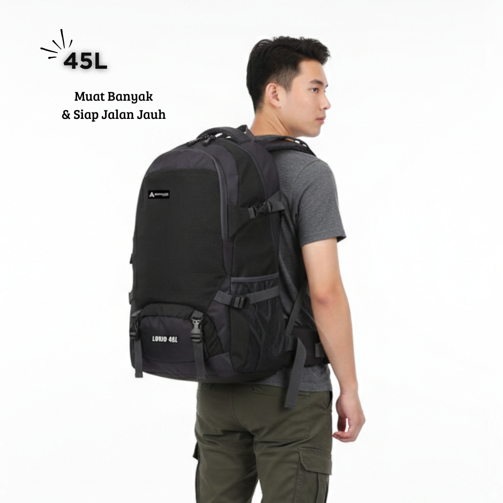 Tas Gunung 45 Liter Backpack Hiking Camping Travel Bag Carrier 45L Backpack Pendaki 45ltr