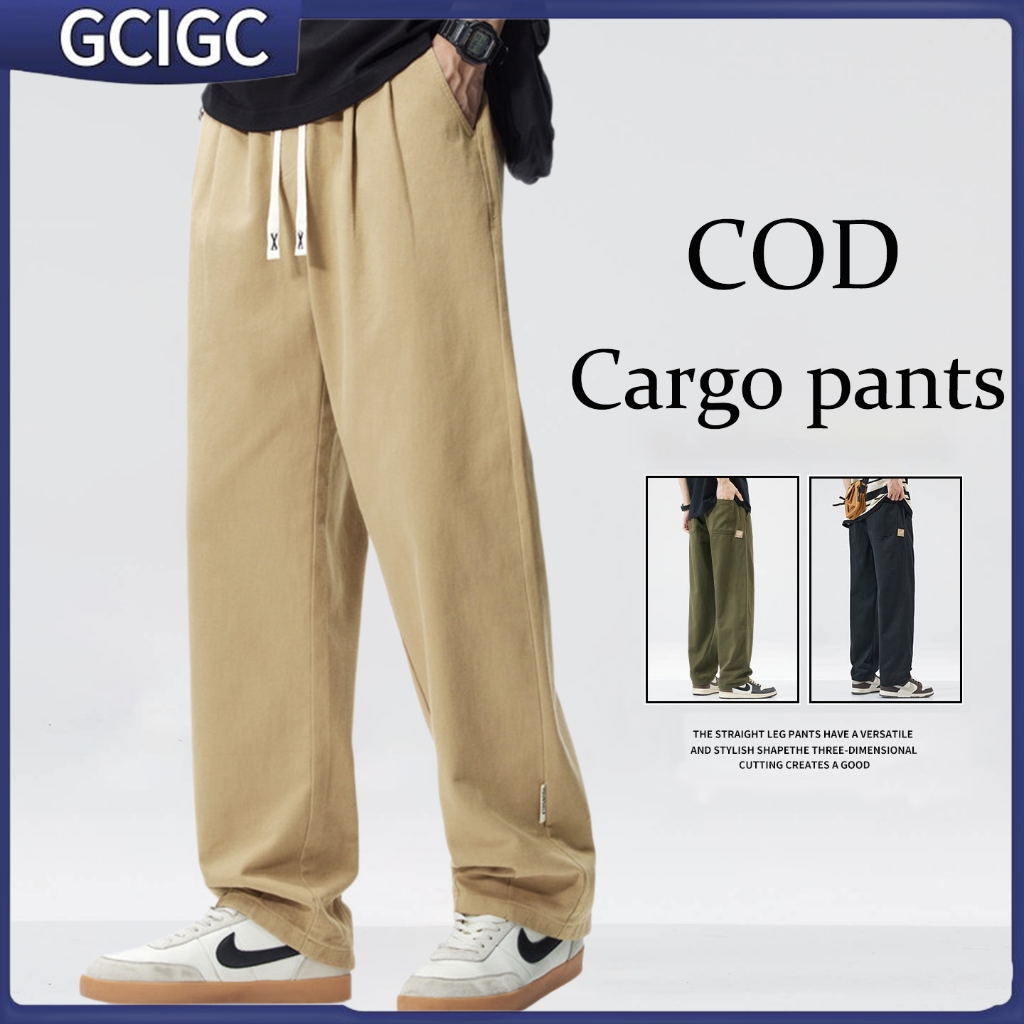 Cargo Pants Pria Green Celana Cargo Panjang Pria Oversize Celana Kargo Baggy Pants Celana Karet Pria