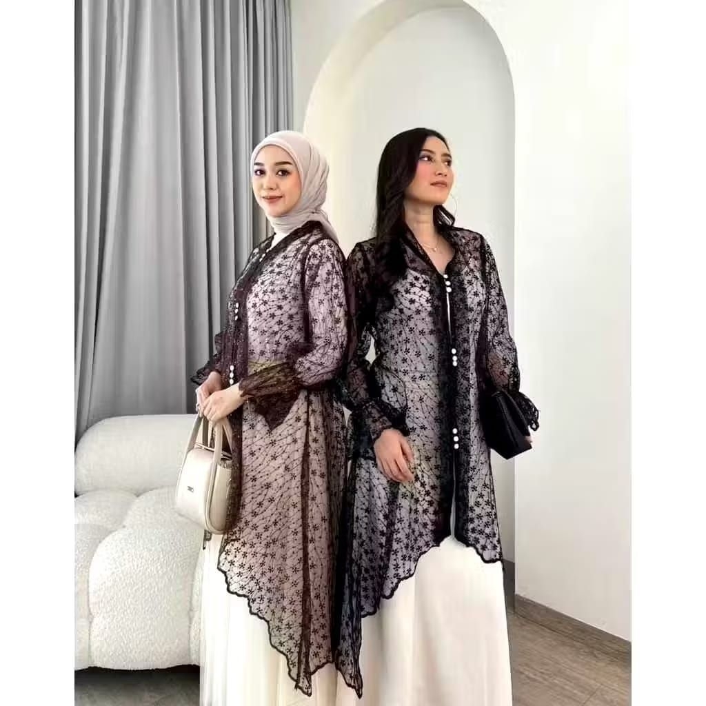 Sena Outer tunik Brukat Cardigan Brokat Lengan Panjang atasan Outer Brokat Kondangan