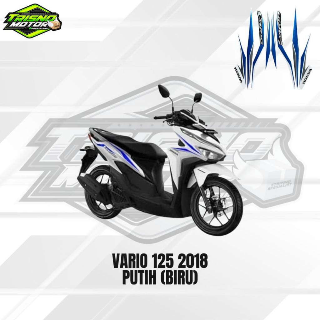 Stiker Striping Lis Les Bodi Motor Vario 125 LED Tahun 2018 2019 Putih Corak Biru