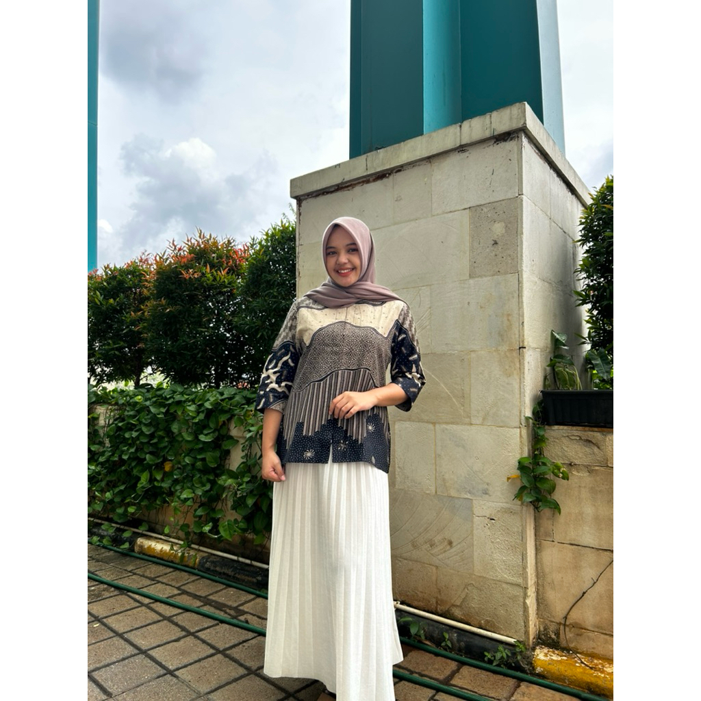 Blouse Batik Atasan Wanita Motif DAUN PUTRI MALU Katun Halus Lapis Trikot BY BATIK RAMA