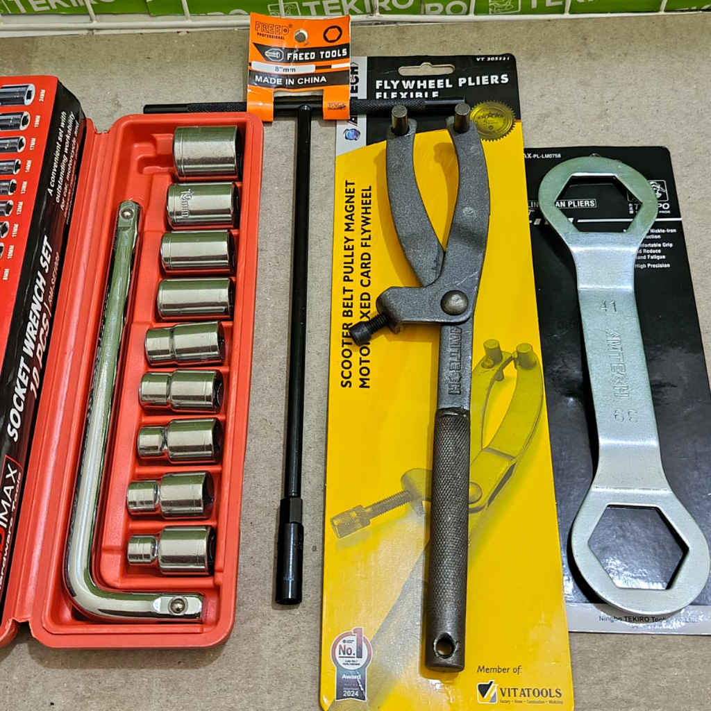 Paket Kunci Cvt Set Lengkap / Treker Cvt / Kunci Mur 39x41 mm + Kunci Sok T8 mm + Kunci Shock 10pcs 