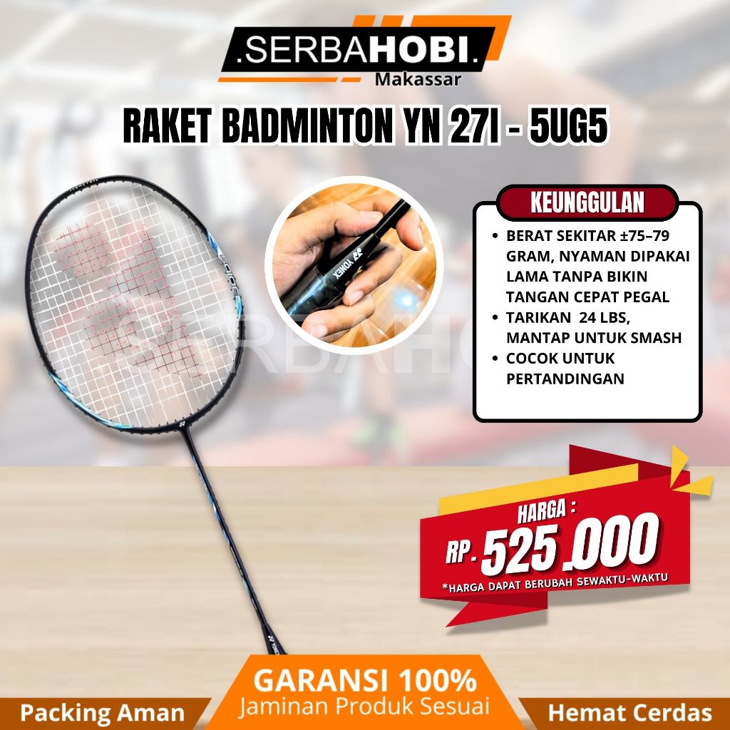 YONEX Voltric Lite 27i Raket Badminton Ringan Head Heavy Graphite 5U 675mm