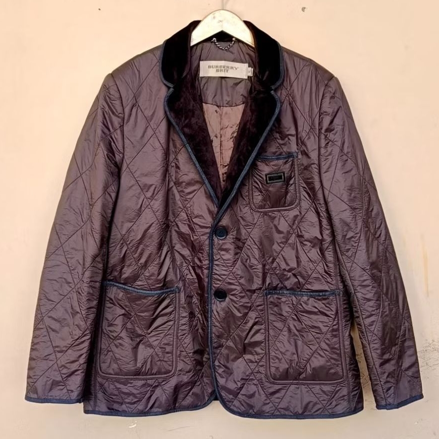 Jacket burberry brit quilted blazer casual vintage london brown