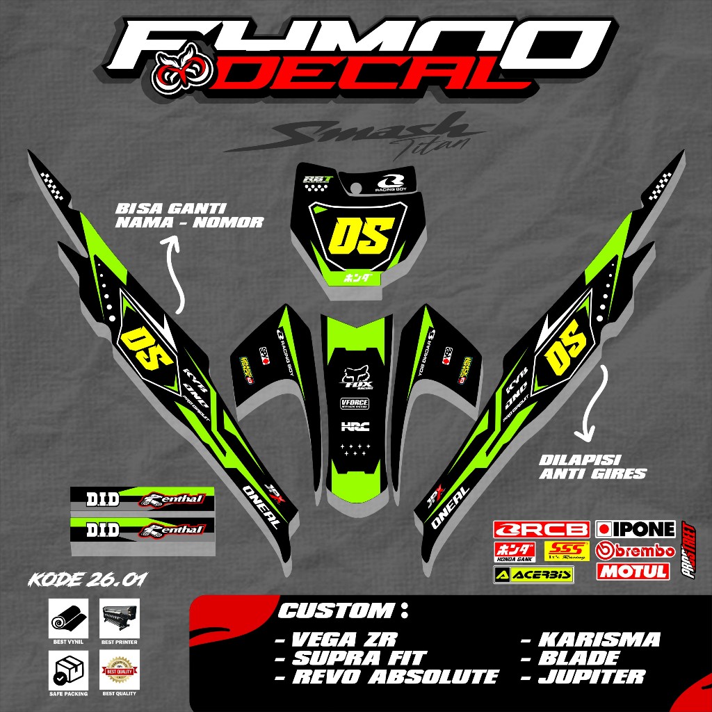 (NEW) STICKER DECAL STRIPING RBT HONDA SMASH TITAN 155 CUSTOM SUPERMOTO TERBARU KODE 26.01