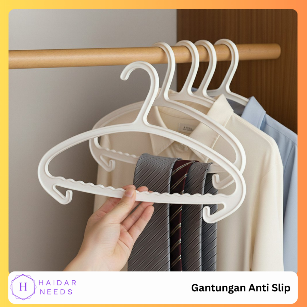 Gantungan Baju Anti Slip Modern Hanger Plastik Melengkung Bahan PP Tebal Perlengkapan Laundry Jemura
