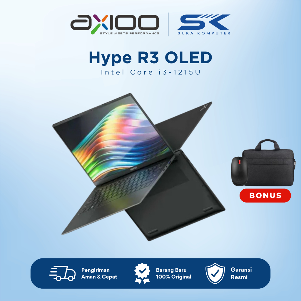 Laptop Axioo Hype R3 OLED /Core i3-1215U/24GB/256GB SSD/W11 Notebook Ringan Under 1KG