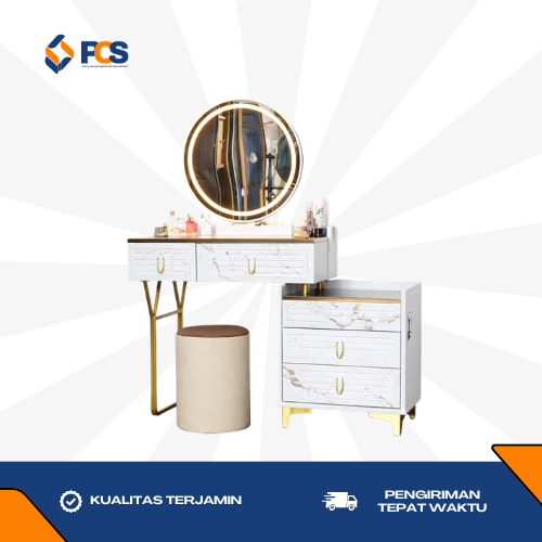 Meja Rias DT 219 Cream / Meja Rias & Kursi / Meja Rias Minimalis / Meja Rias & Lampu LED